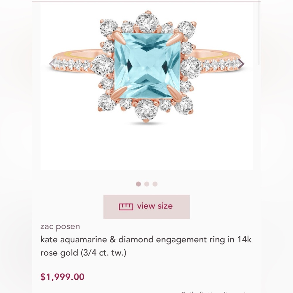Zac Posen Kate Aquamarine & Diamond Engagement Ring